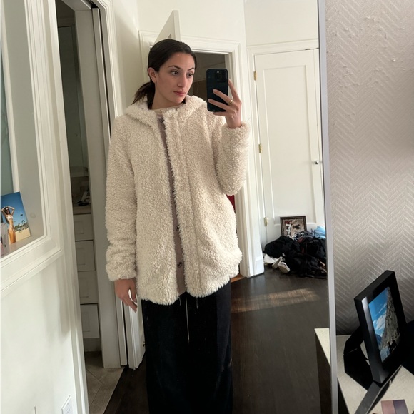 Free people fuzzy fur hooded sweater jacket size small - Picture 2 of 6